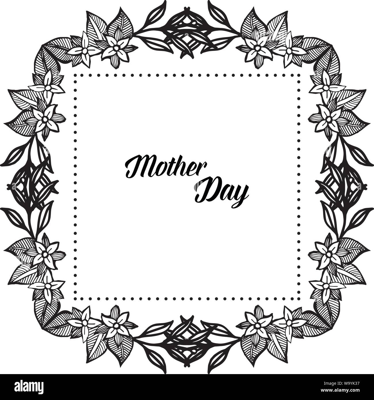 Mother Day Card Decoration Beautiful Floral Frame Various Retro Frame Vector Illustration 