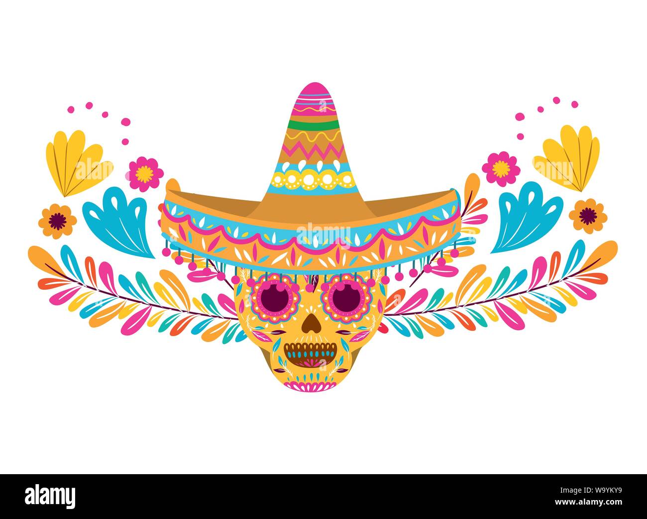 mexican skull with hat isolated icon Stock Vector Image & Art - Alamy