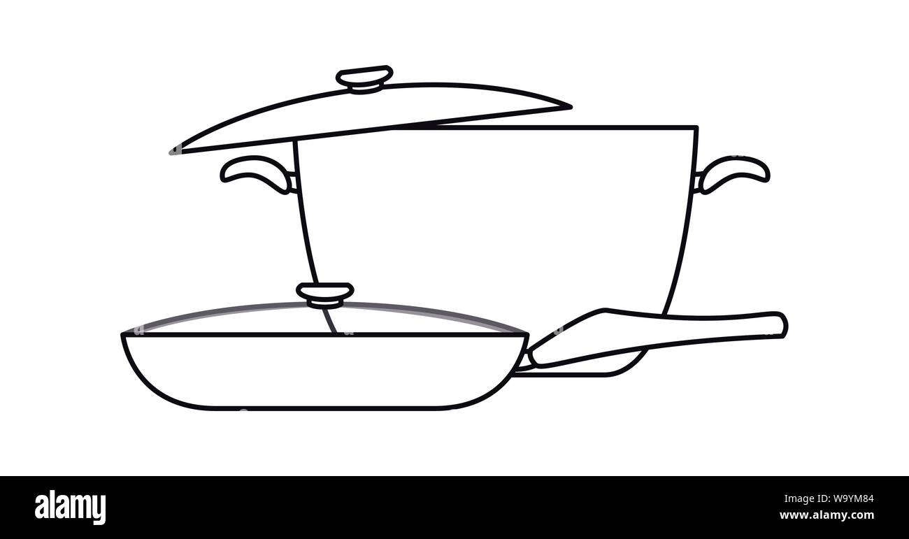 pot and saute pan preparation cooking vector illustration Stock Vector