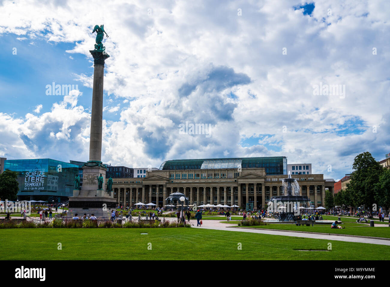 Stuttgart, Germany, August 15, 2019, Koenigsbau shopping mall and food ...