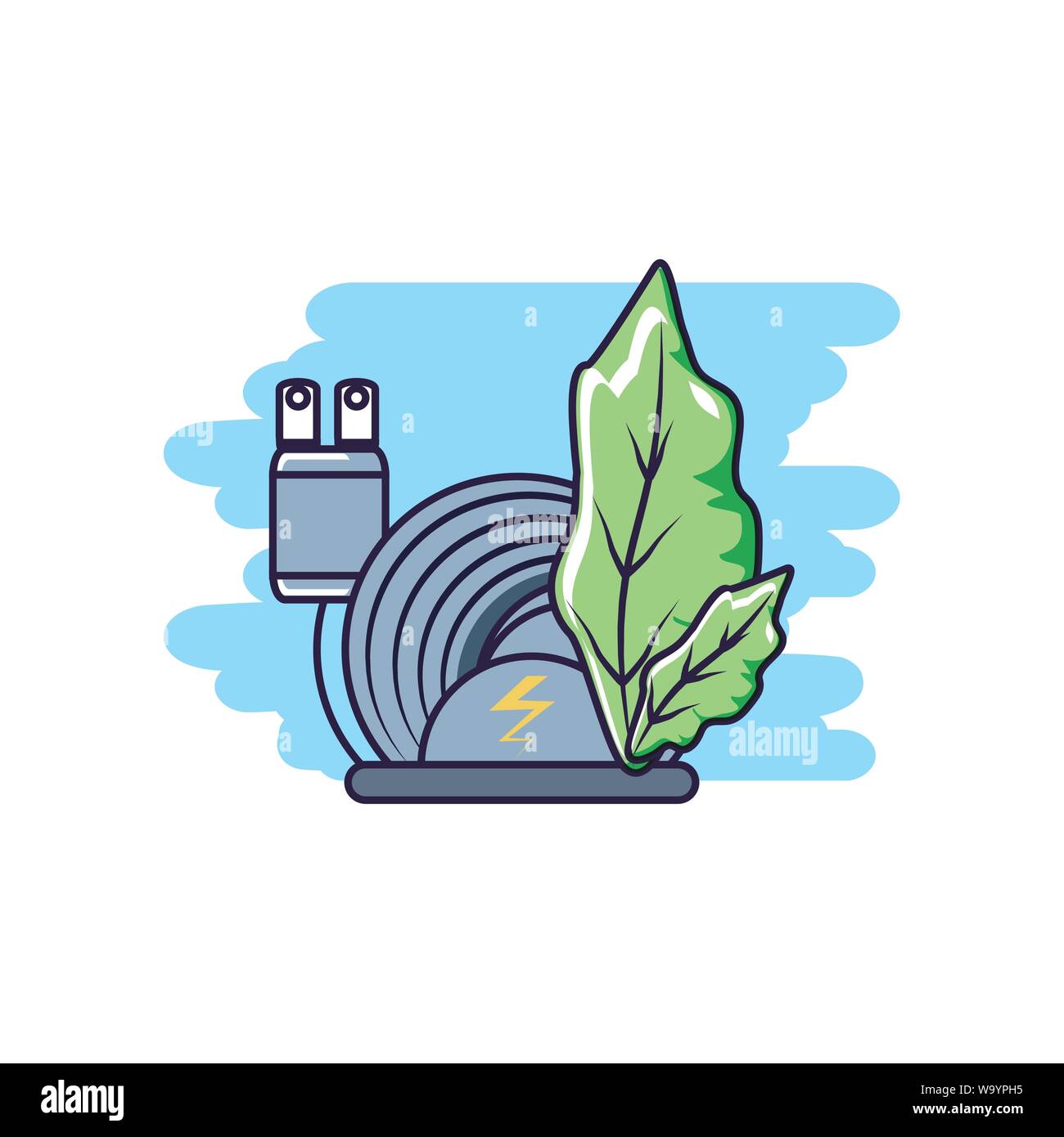 energy plug electric with leafs nature vector illustration design Stock ...