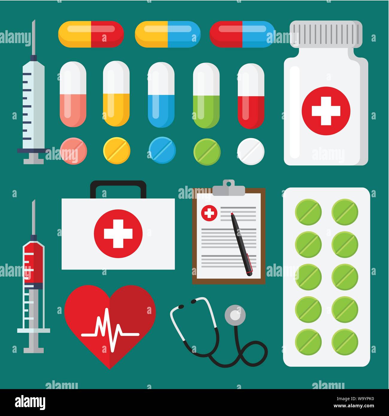 Set of flat Medical icons. Vector illustration Stock Vector Image & Art ...
