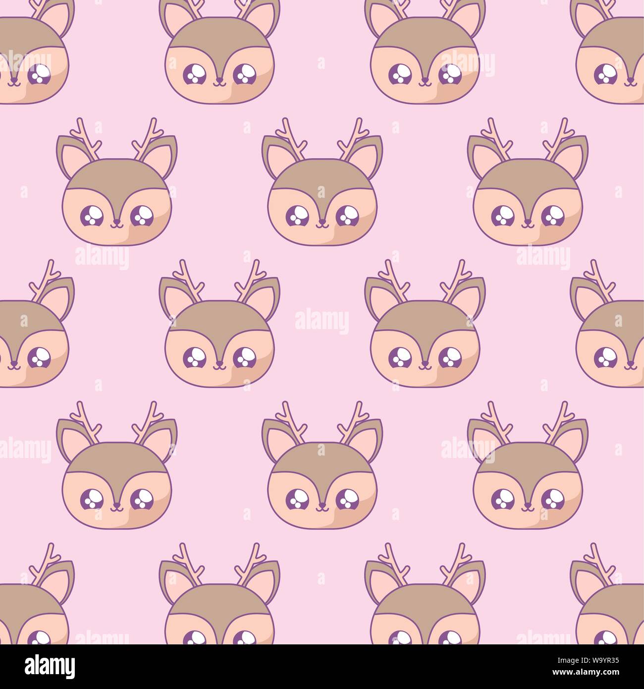 pattern of cute reindeer baby kawaii style vector illustration design ...