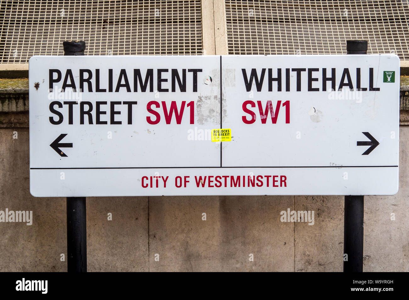 Parliament Street & Whitehall Street Sign in Westminster Central London Stock Photo