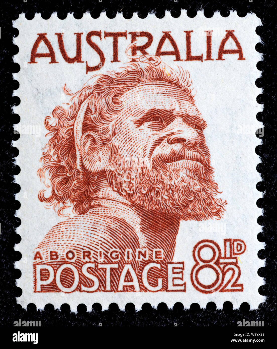 Aborigine, postage stamp, Australia, 1950 Stock Photo