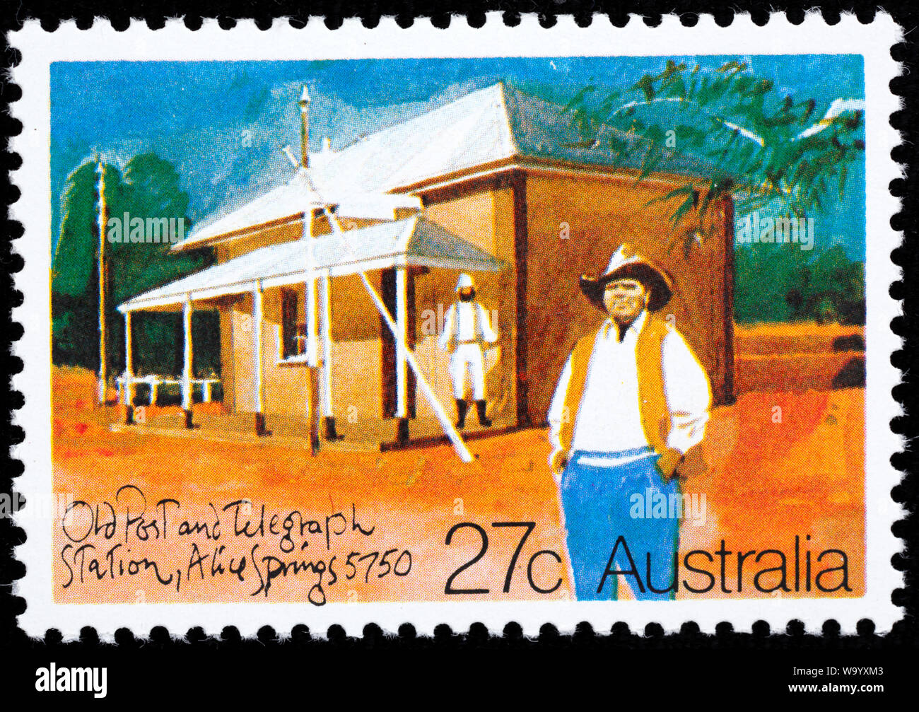 Alice Springs, Post Office, postage stamp, Australia, 1982 Stock Photo