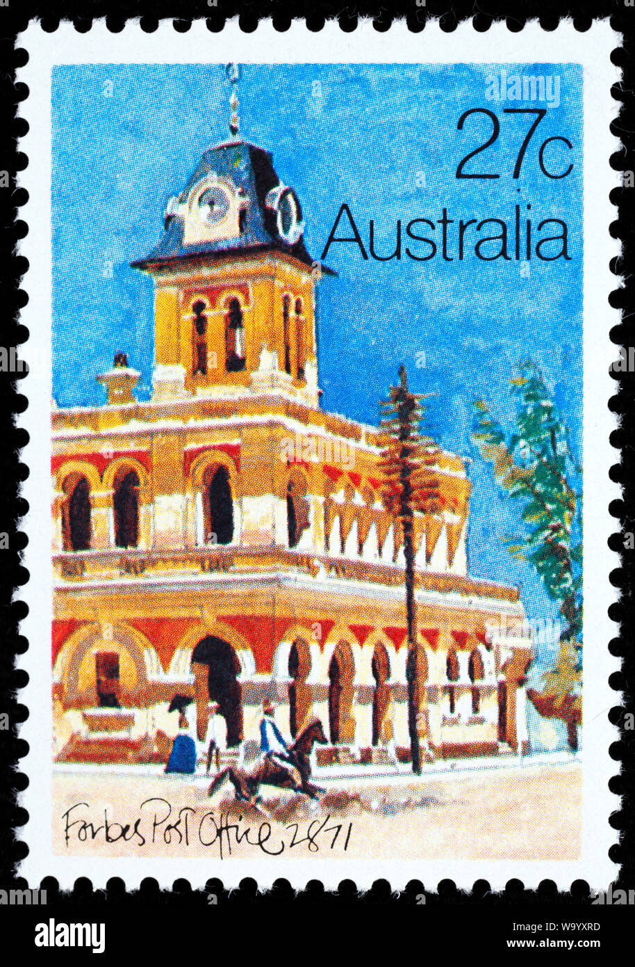 Forbes, Post office, postage stamp, Australia, 1982 Stock Photo Alamy