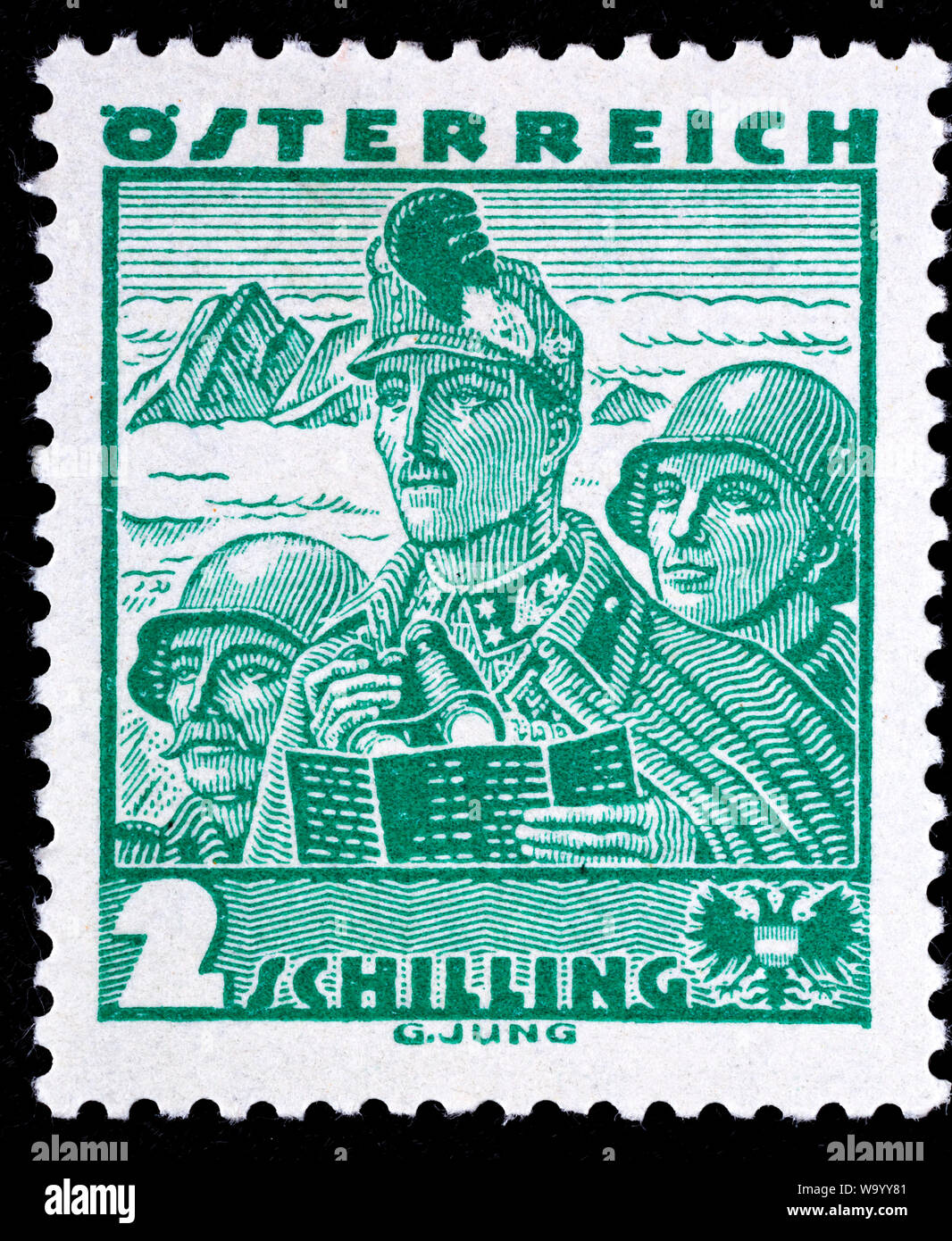 Soldiers, costume, postage stamp, Austria, 1934 Stock Photo Alamy
