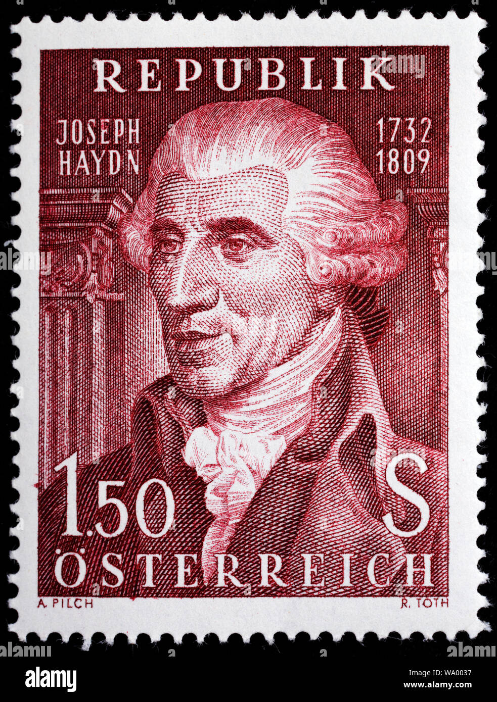 Joseph Haydn (1732-1809), composer, postage stamp, Austria, 1959 Stock Photo