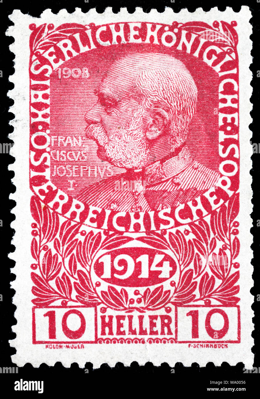 Emperor Franz Joseph (18301916), postage stamp, Austria, 1914 Stock