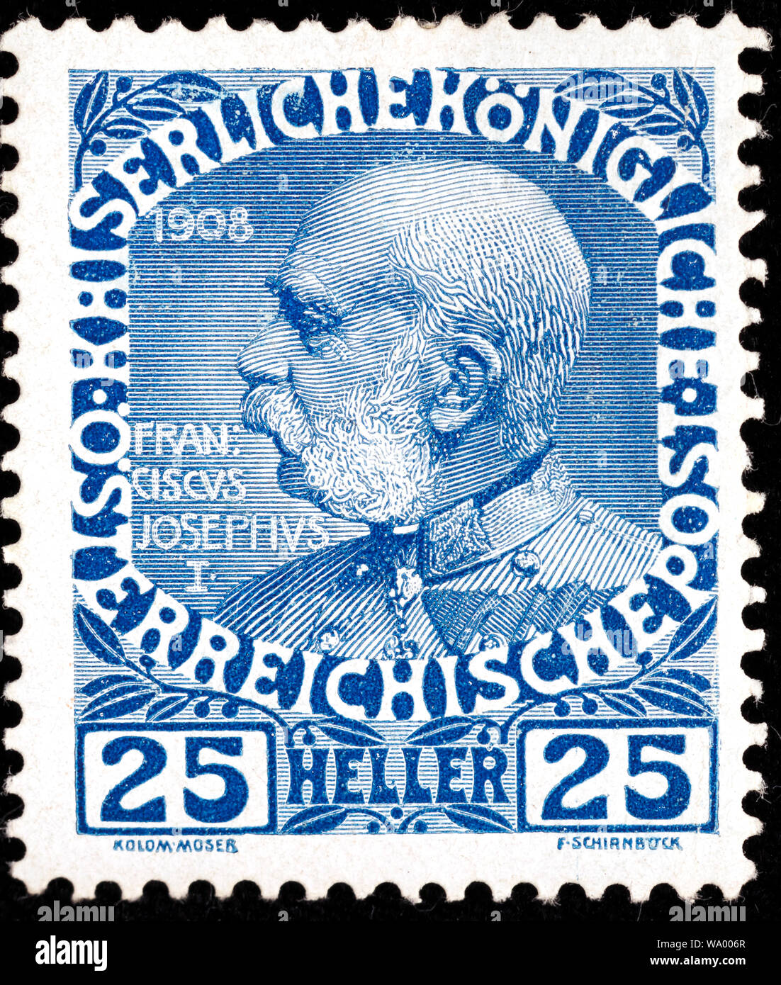 Emperor Franz Joseph (18301916), postage stamp, Austria, 1908 Stock