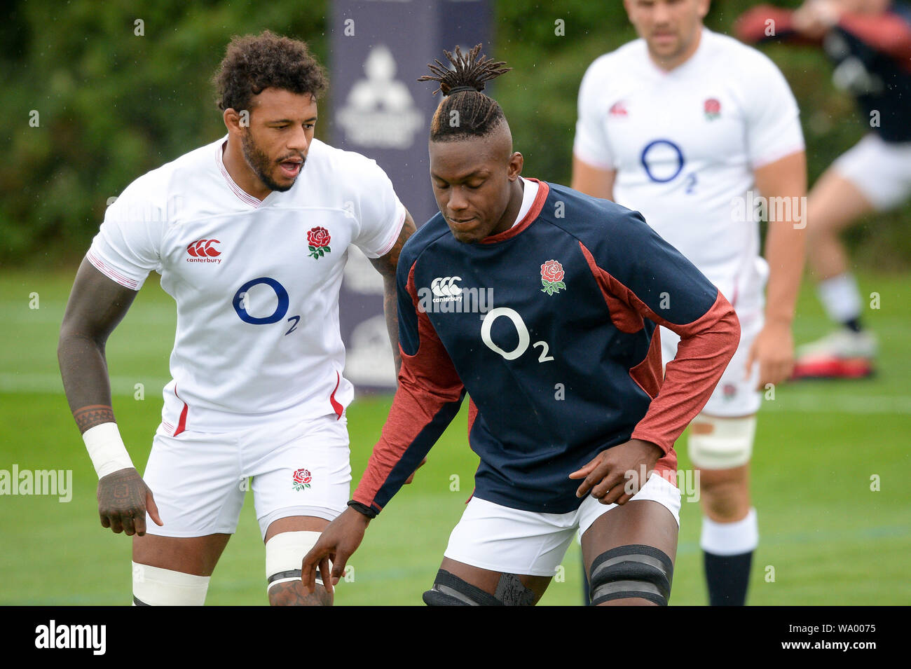 England S Maro Itoje And Courtney Lawes During The Training Session At Clifton College Bristol Stock Photo Alamy