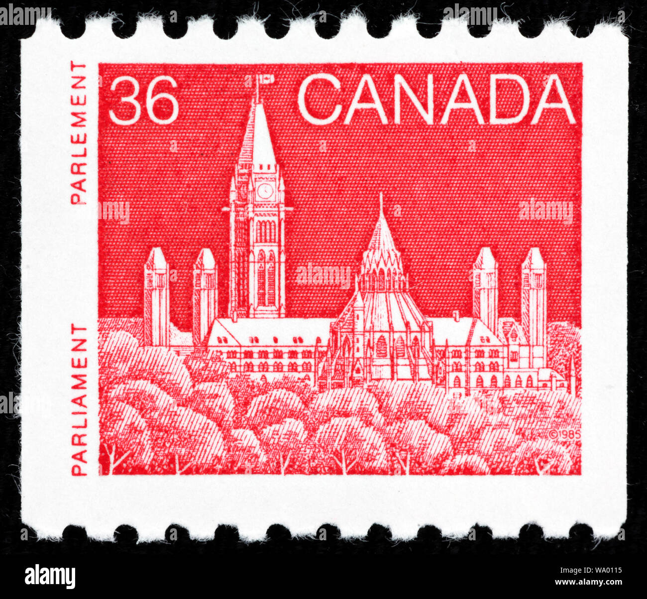 Parliament building, Ottawa, postage stamp, Canada, 1985 Stock Photo