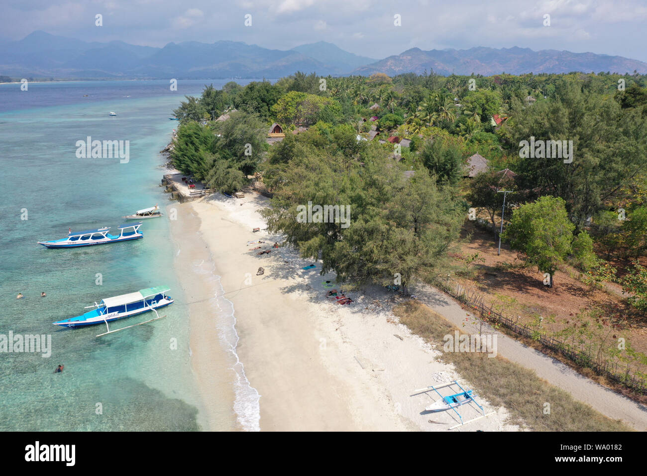 Aerial Landscape View Of Indonesian Fishing Boats Mooring - 