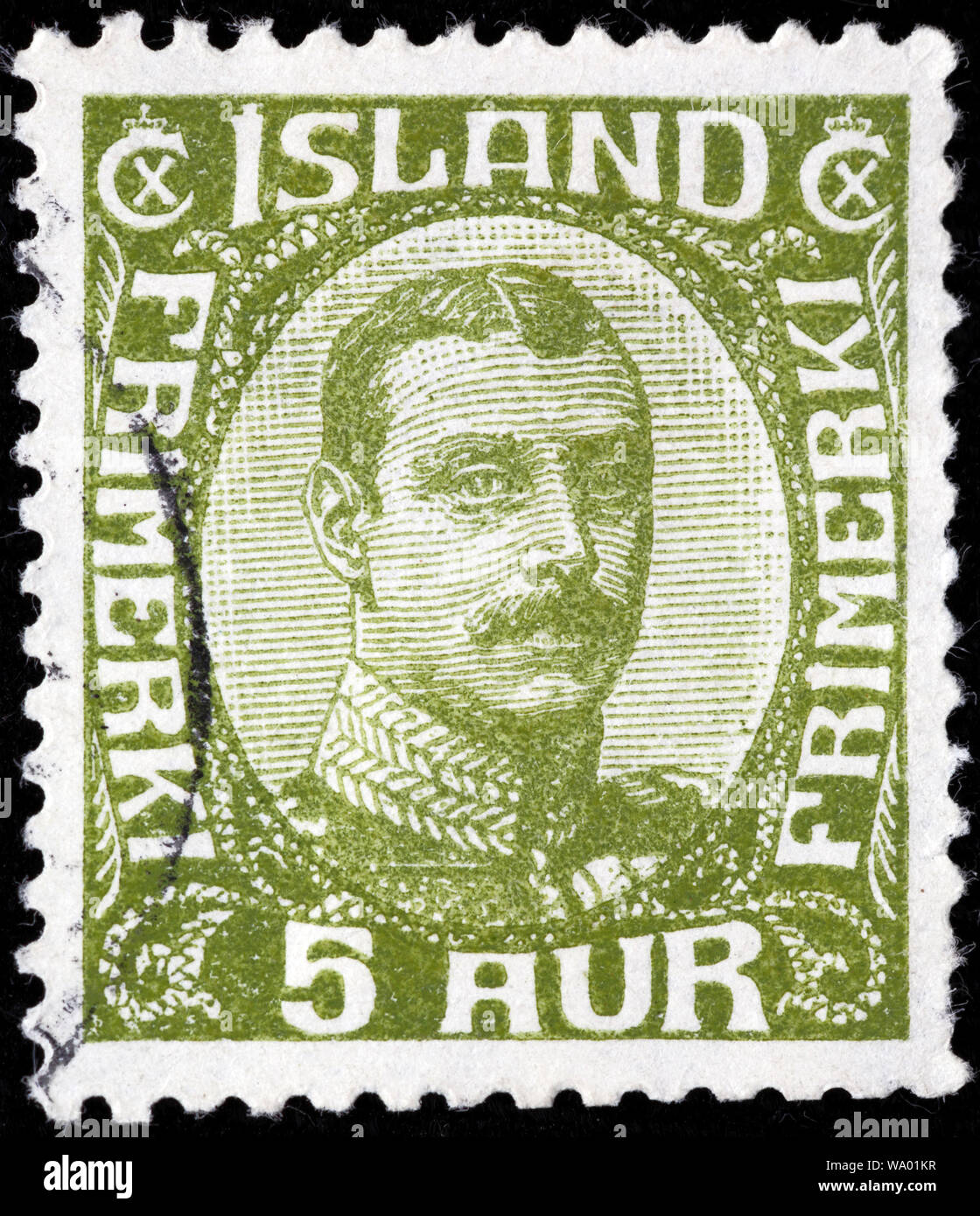 Christian X, King of Denmark and Iceland (1912-1947), postage stamp, Iceland, 1920 Stock Photo