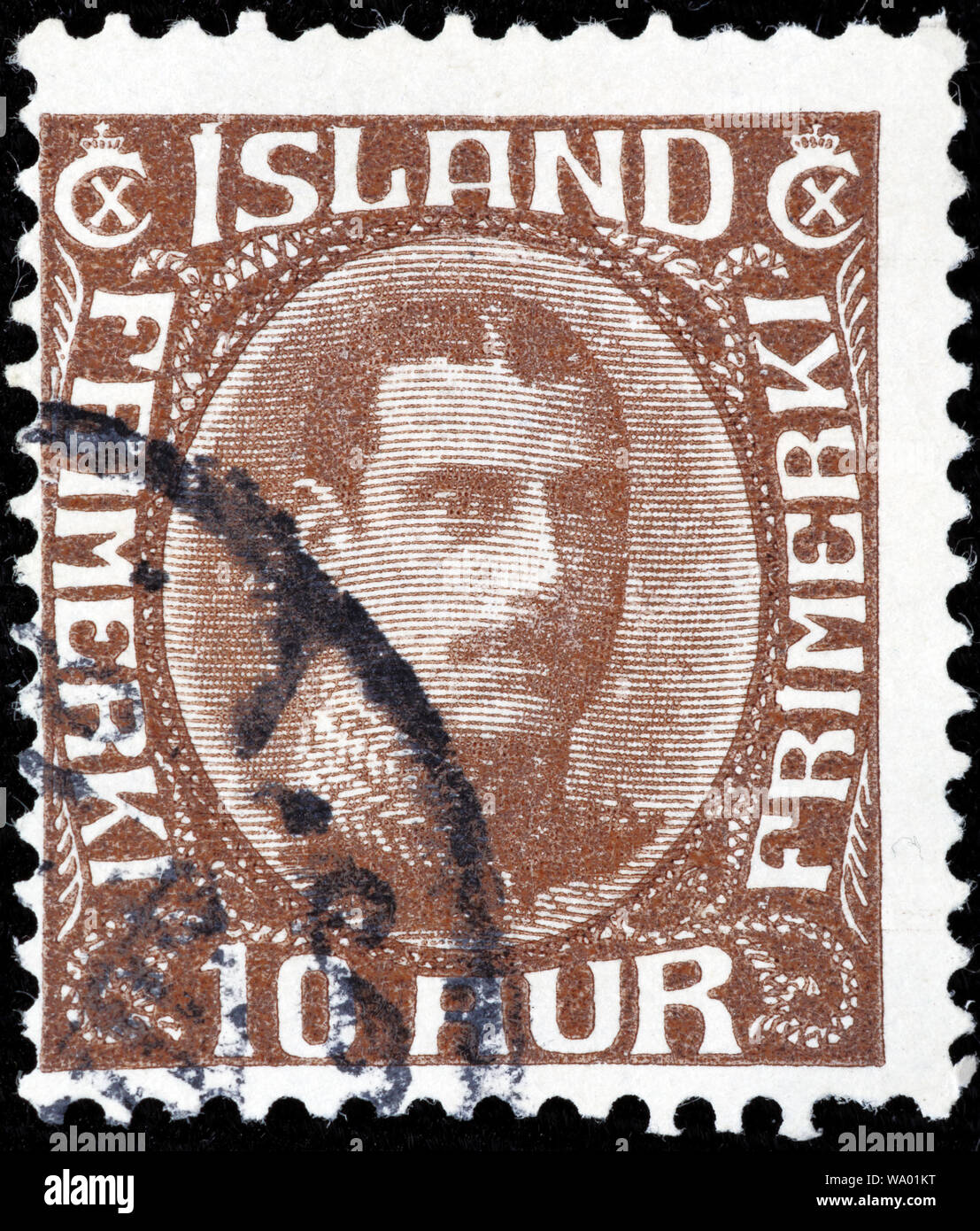 Christian X, King of Denmark and Iceland (1912-1947), postage stamp, Iceland, 1920 Stock Photo