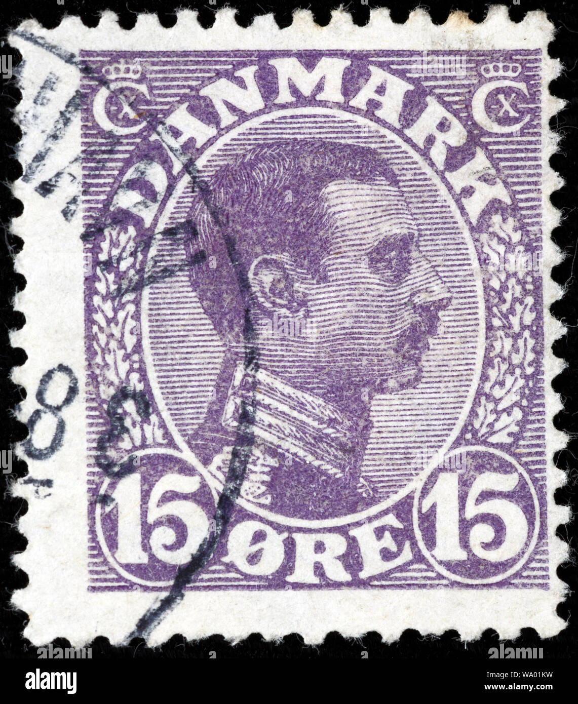 Frederick IX, King of Denmark and Iceland (1947-1972), postage stamp, Denmark, 1913 Stock Photo