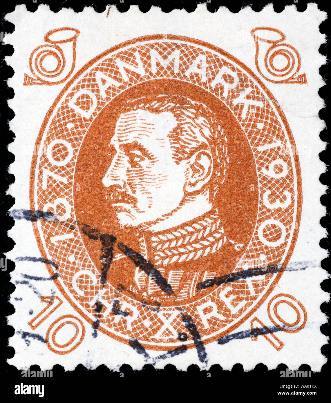 Christian X, King of Denmark and Iceland (1912-1947), postage stamp, Denmark, 1930 Stock Photo
