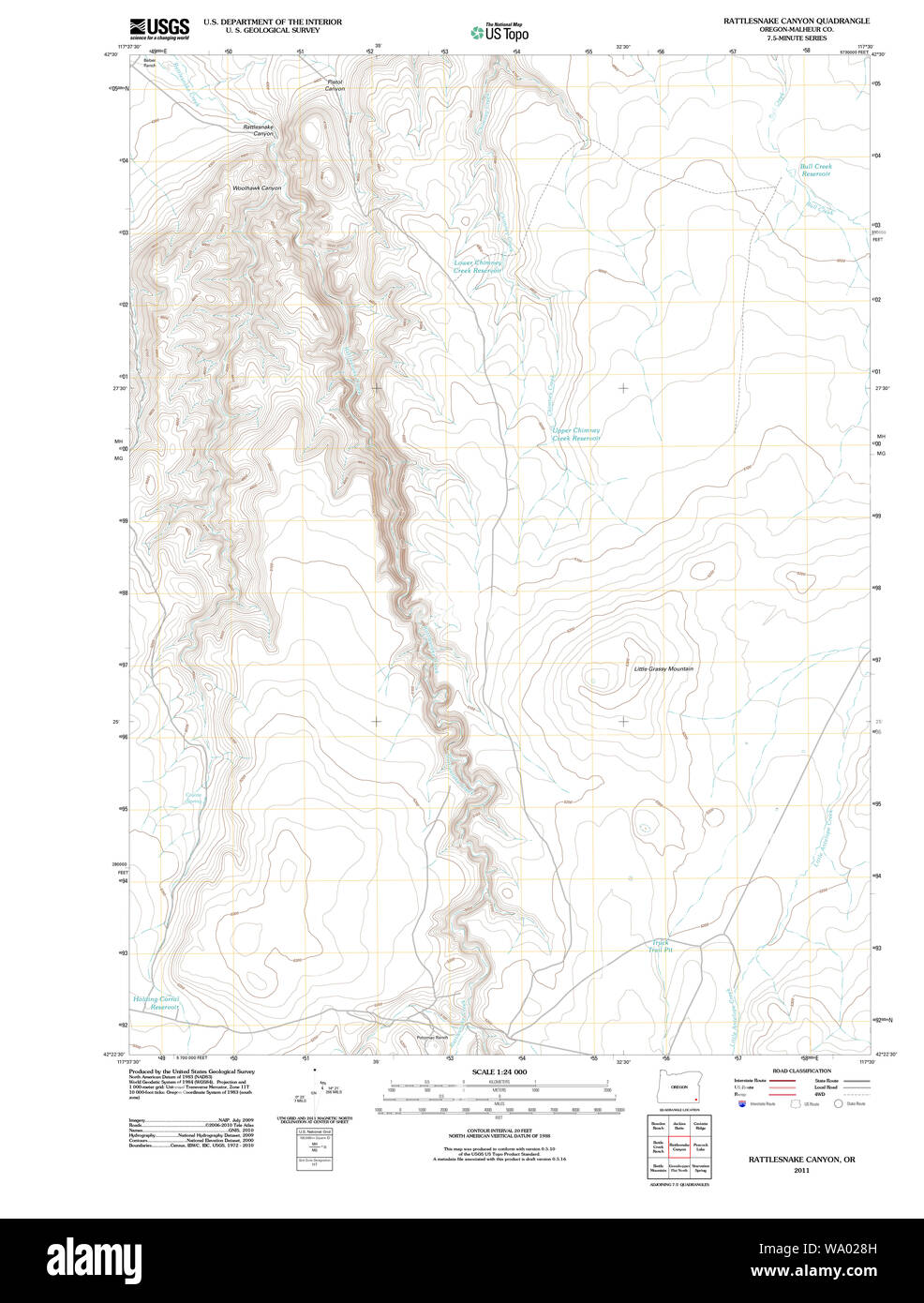 Oregon Rattlesnake Map USGS Topo Map Oregon Rattlesnake Canyon 20110824 TM Restoration Stock ...