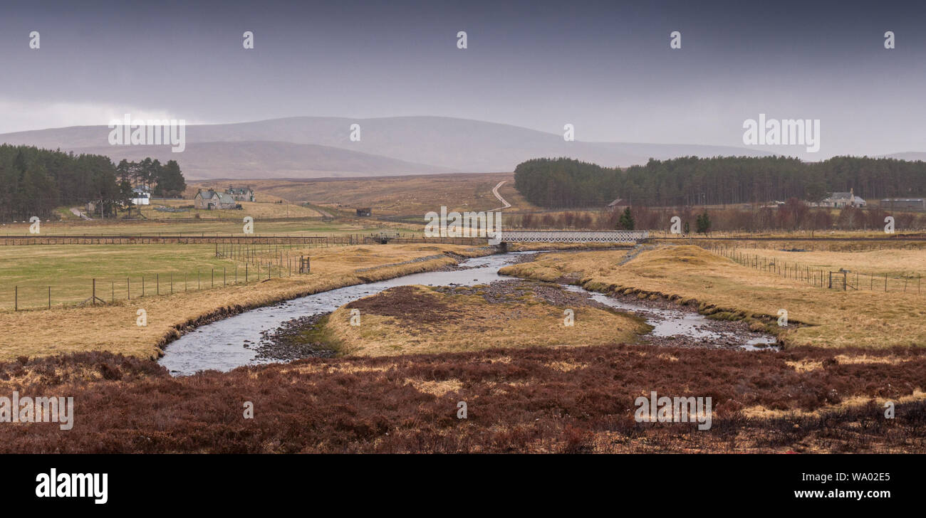 Craggie Water river flows from Craggie Beag mountain under the Far