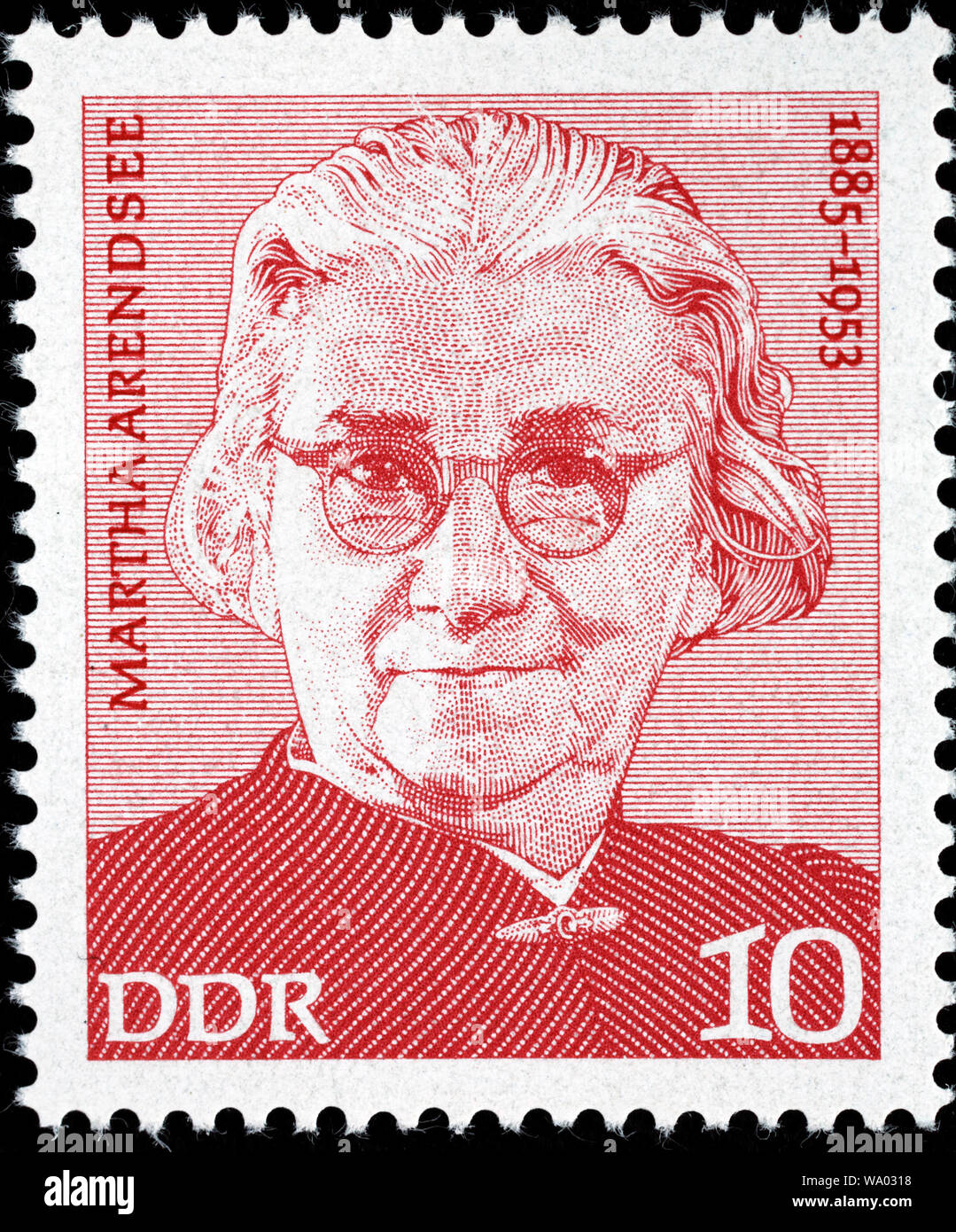 Martha Arendsee (1885-1953), postage stamp, Germany, 1975 Stock Photo