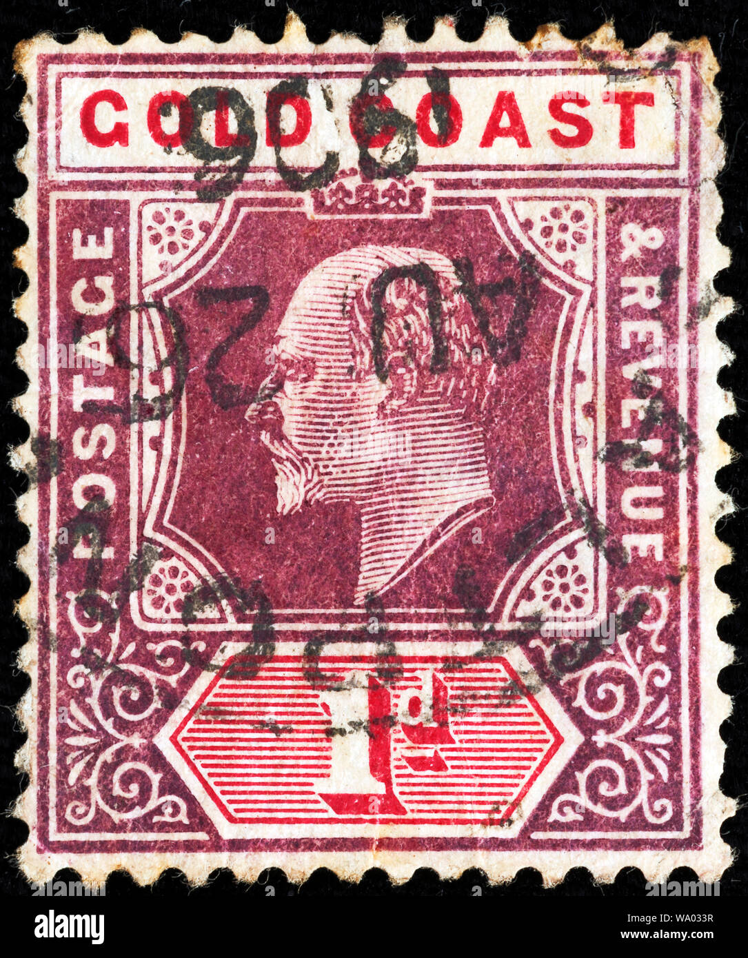 King Edward VII of the UK (1901-1910), postage stamp, Gold coast, Ghana, 1902 Stock Photo