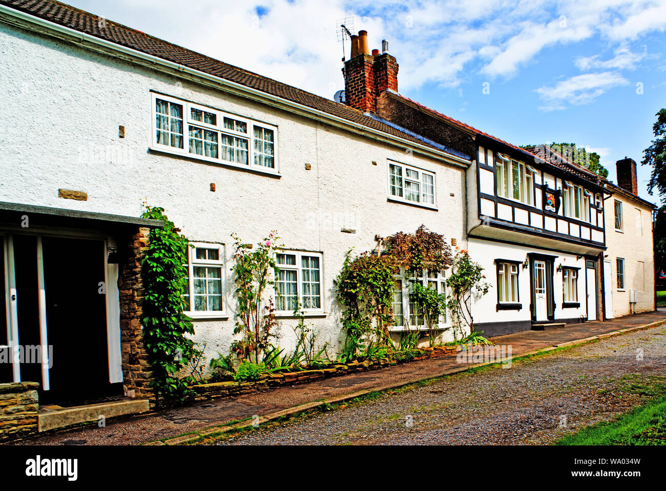 Cottages, Elwick Terrace, Hutton Rudby, North Yorkshire, England Stock