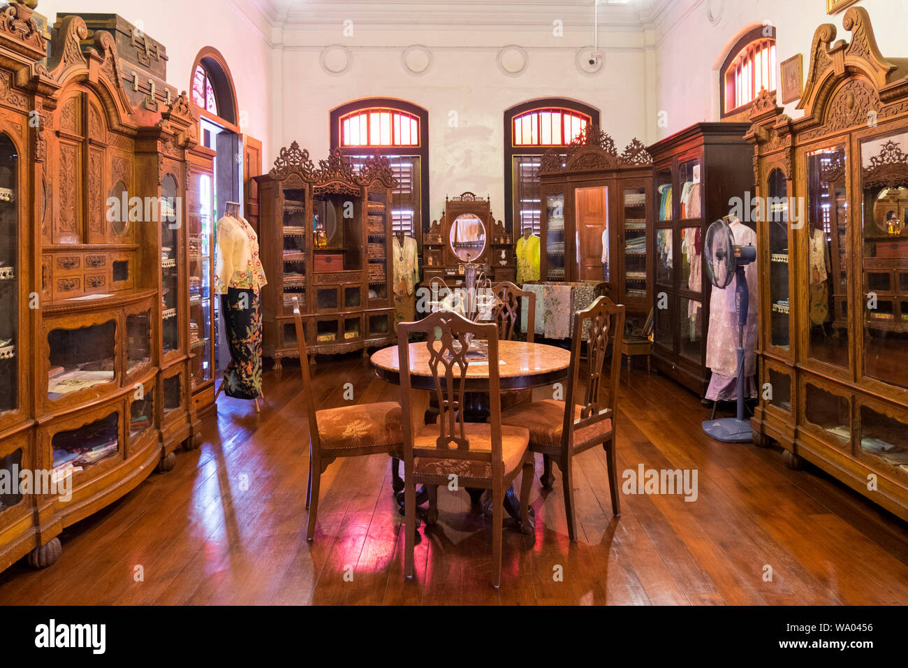 Wardrobe that takes up a whole big room of the oppulent Pinang Peranakan Mansion in George Town, Penang, Malaysia. Stock Photo