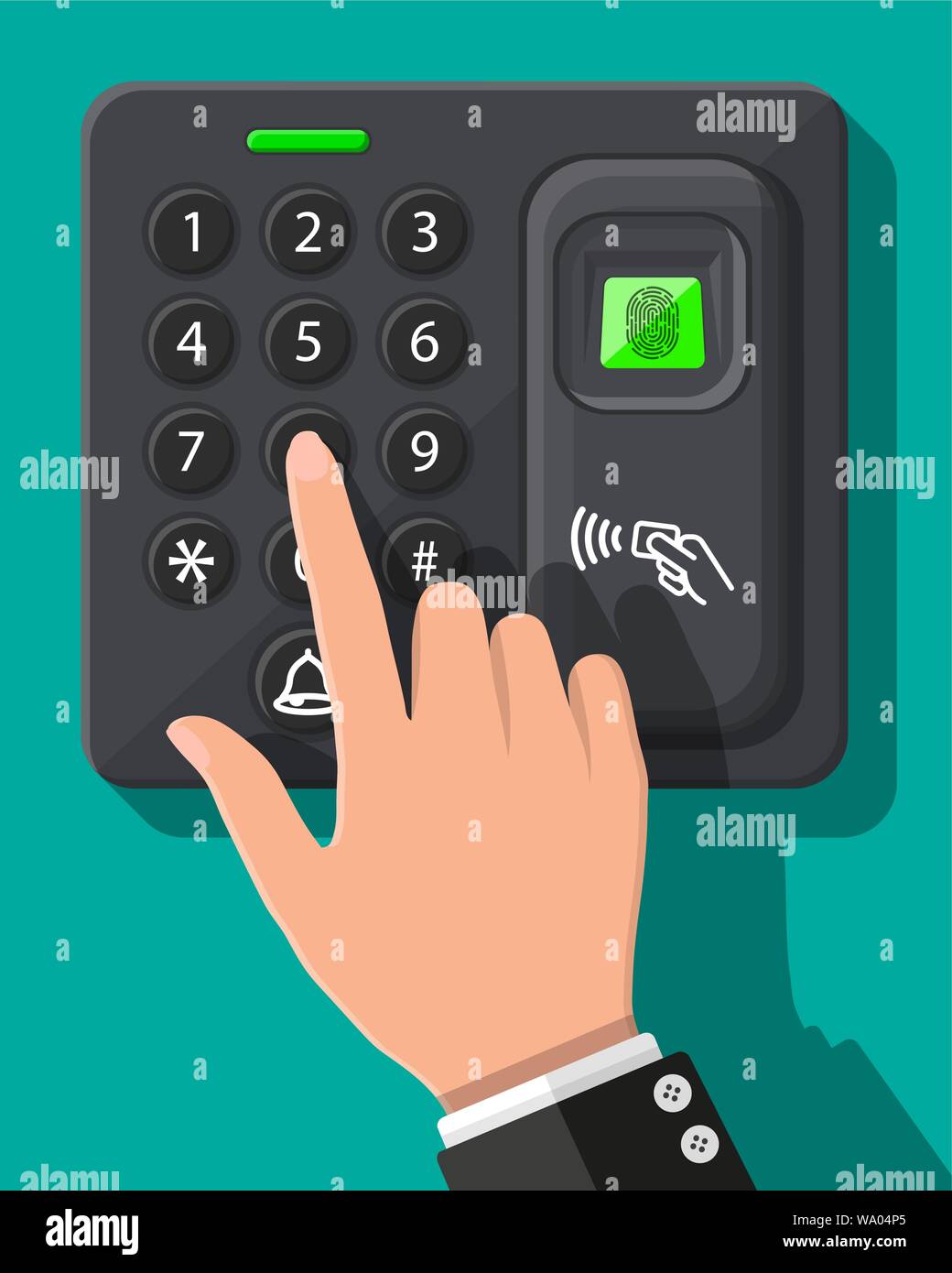 Password and fingerprint security device with hand Stock Vector Image