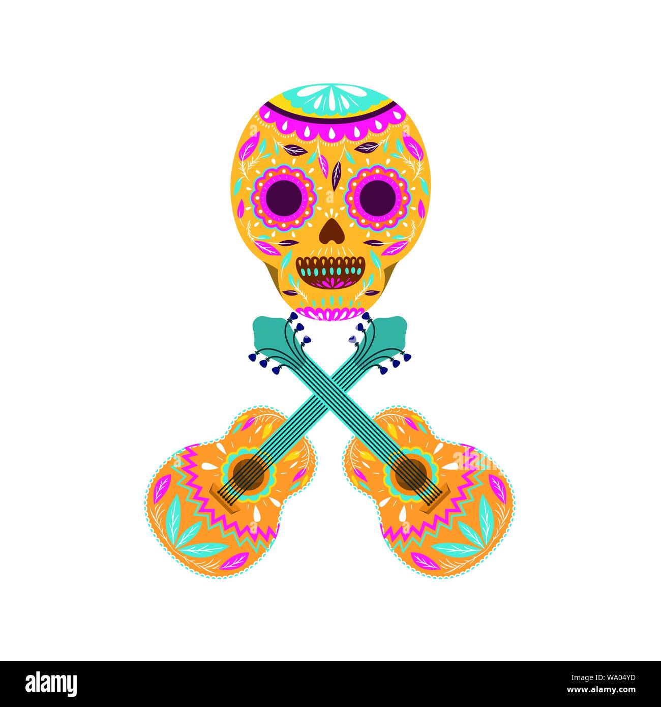 mexican skull with guitar icon Stock Vector Image & Art - Alamy