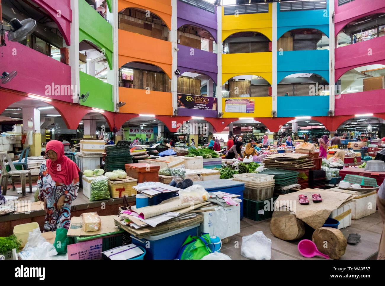 Atrium of the local, central food market, Siti Khadijah, in Kota Bharu