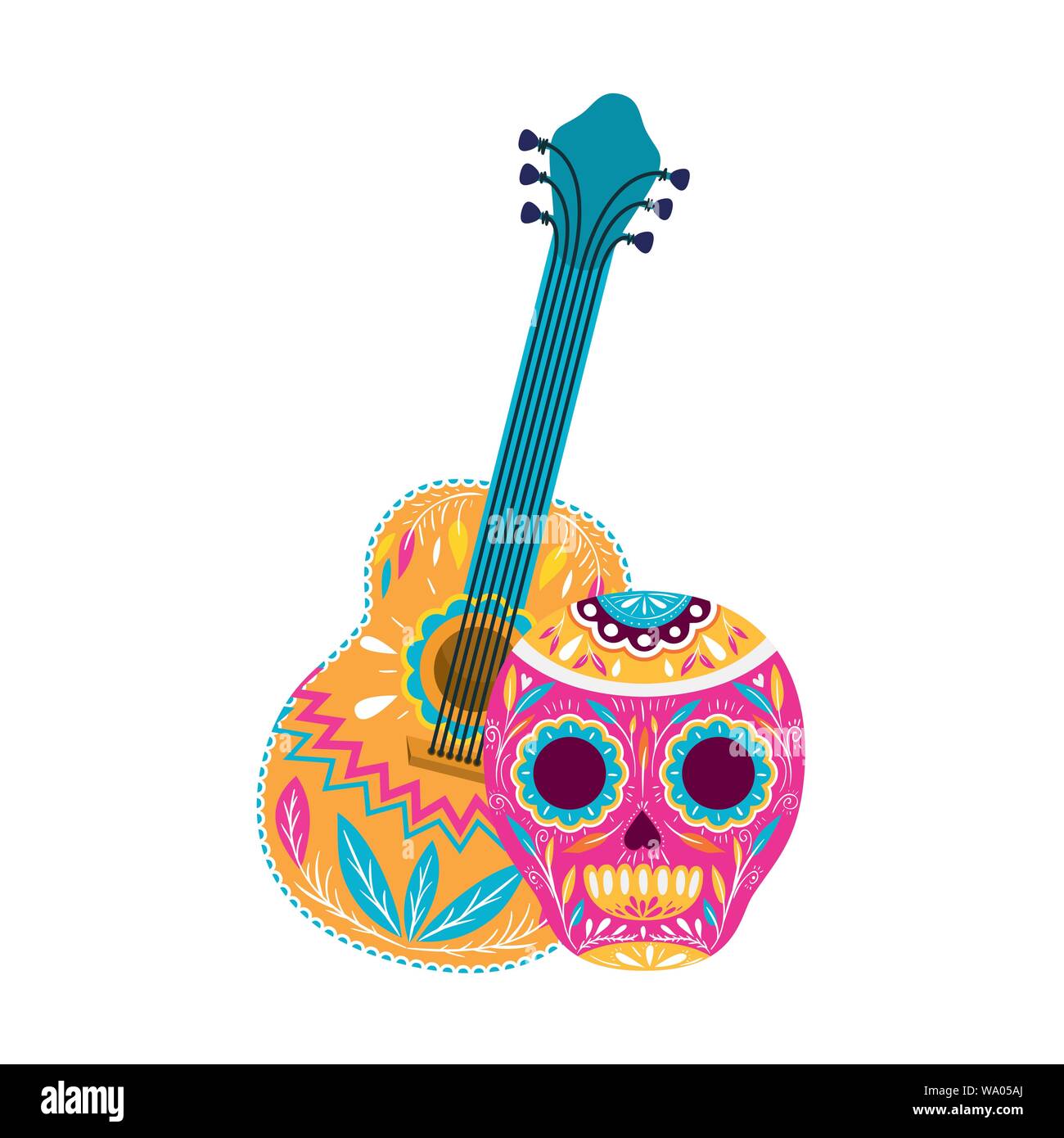 mexican skull with guitar icon Stock Vector Image & Art - Alamy