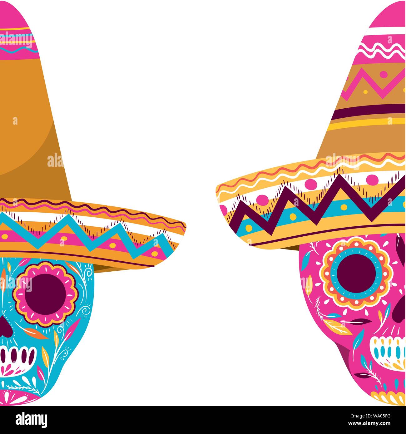 mexican skull with hat isolated icon Stock Vector Image & Art - Alamy