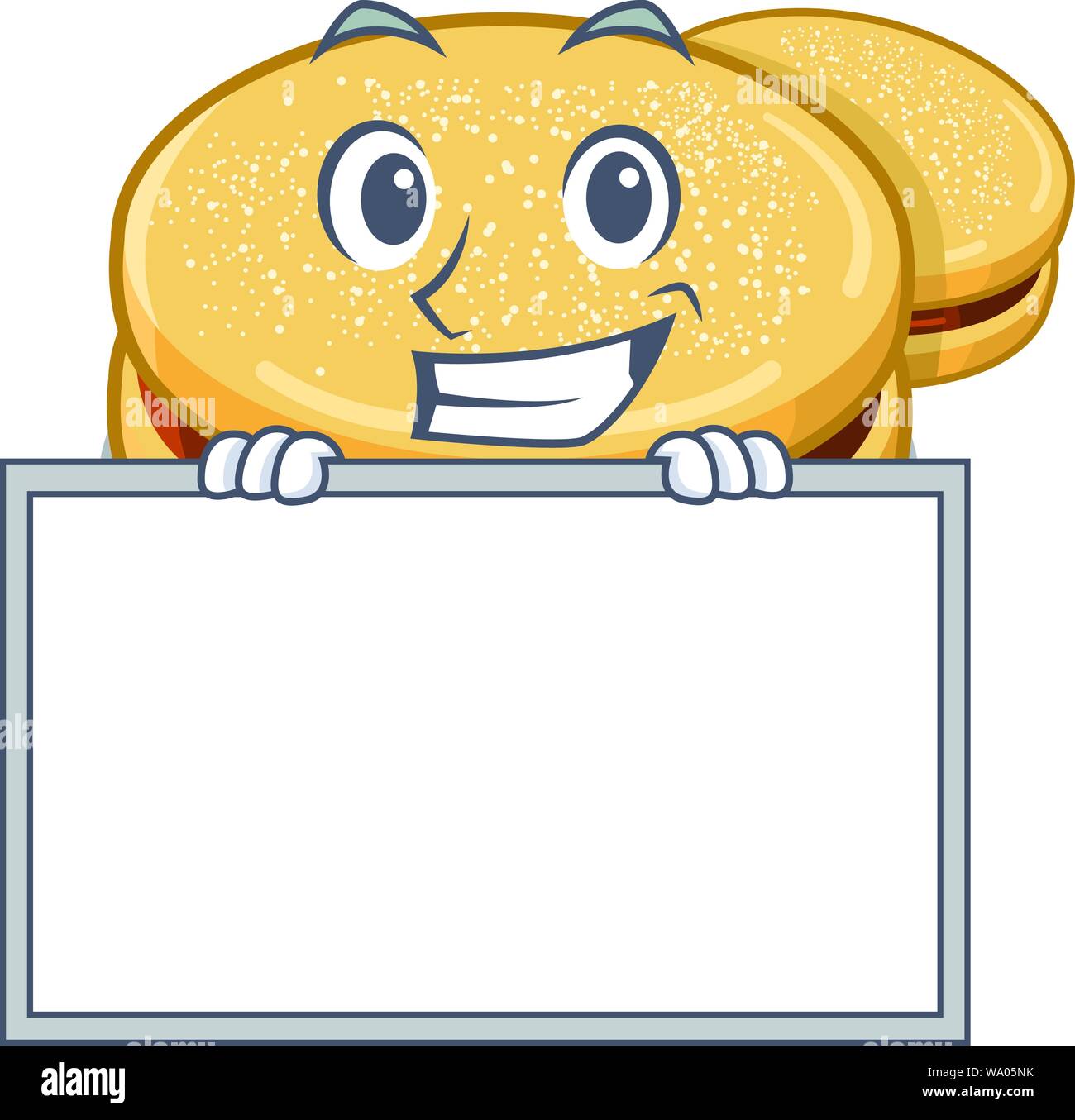 Grinning with board alfajores cartoon in the a jar Stock Vector