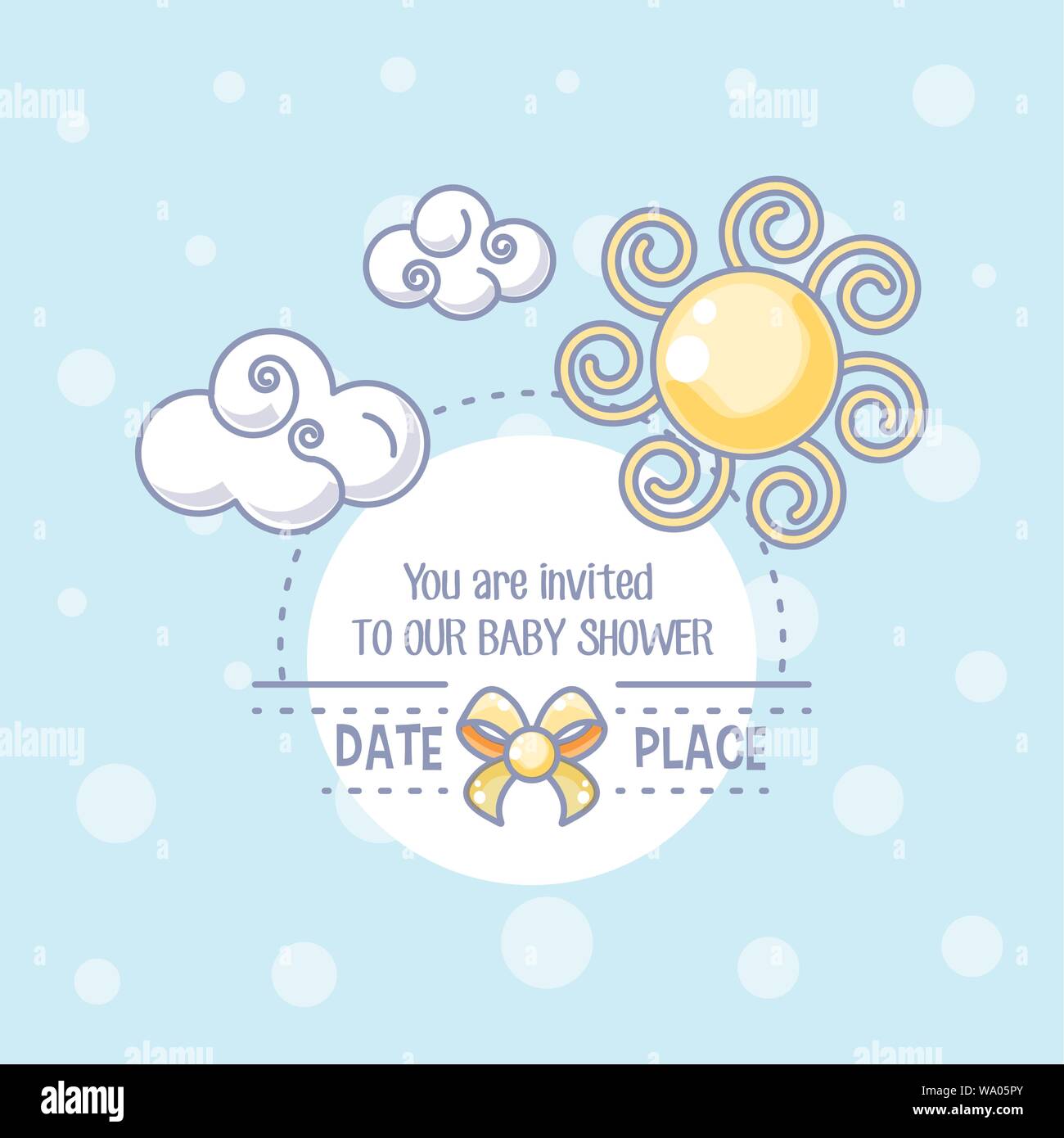 baby shower card with sun and clouds vector illustration design Stock ...