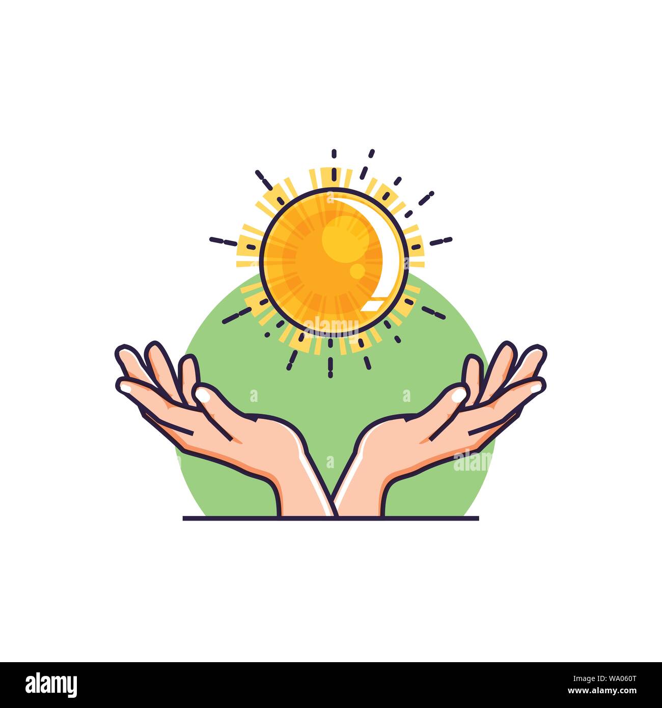 hands with sun isolated icon vector illustration design Stock Vector ...