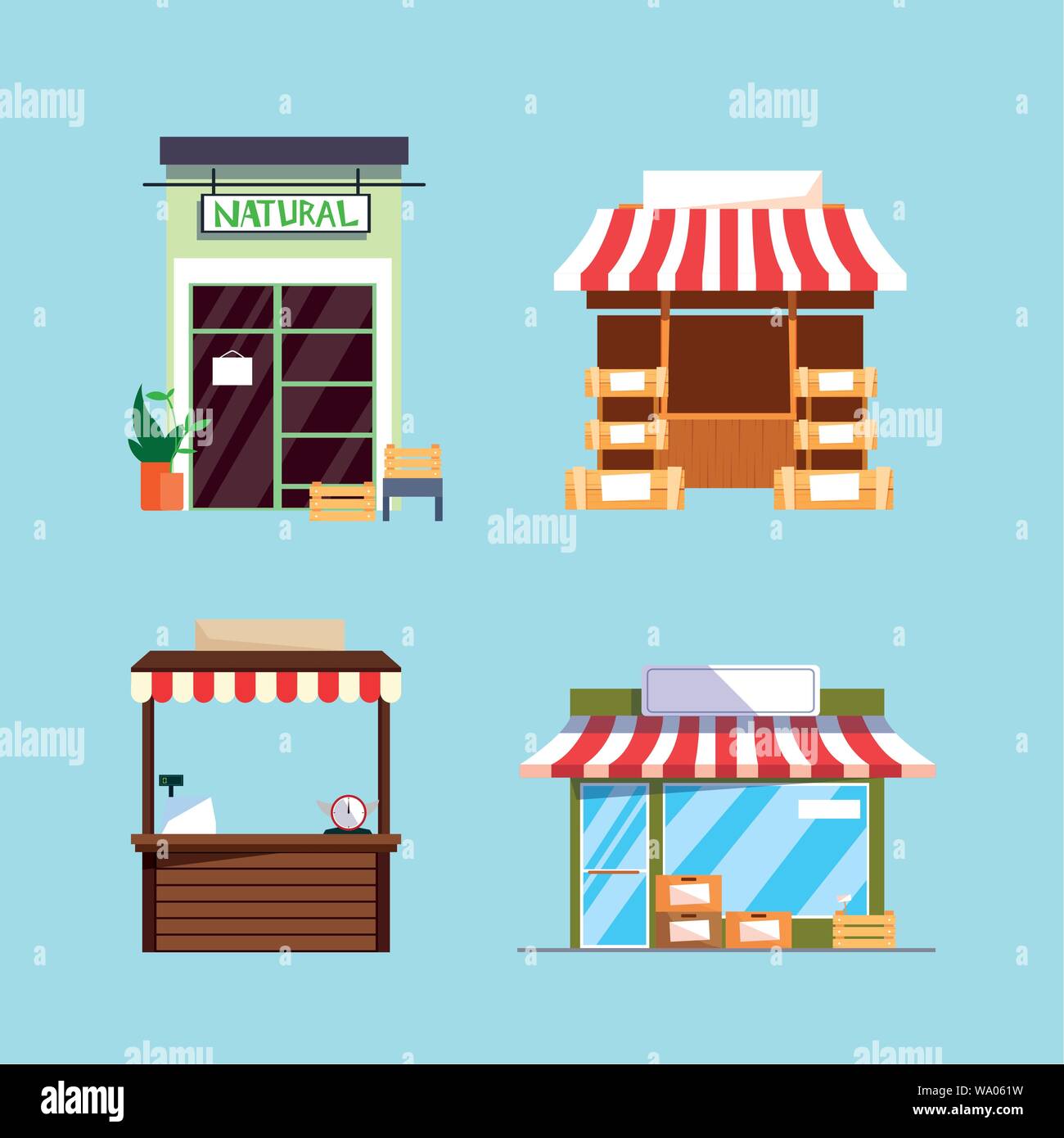 set of store facades buildings vector illustration design Stock Vector ...