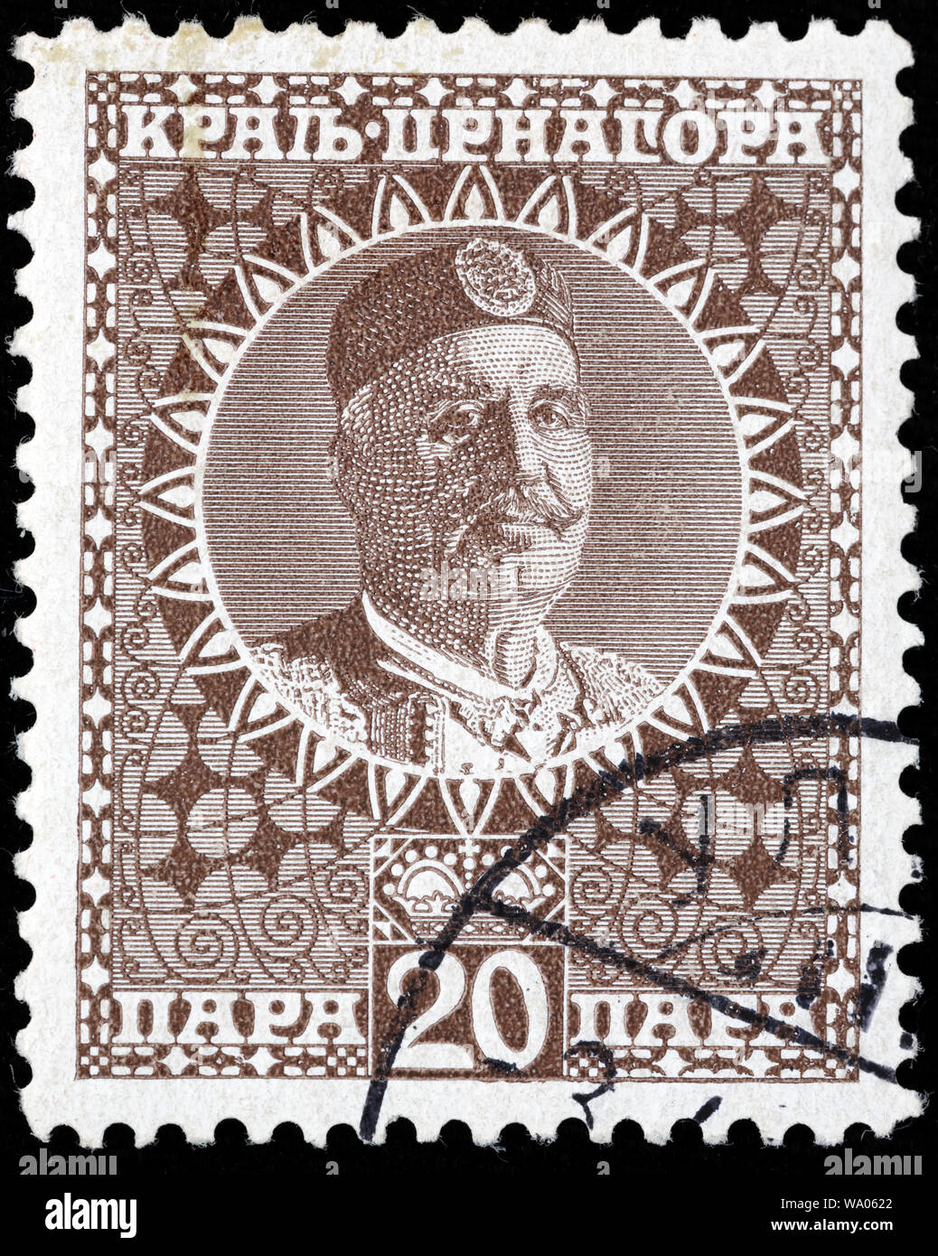 Nicholas I, King of Montenegro (1860-1918), postage stamp, Montenegro, 1913 Stock Photo
