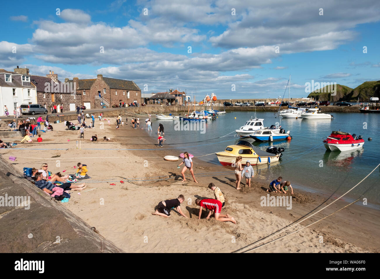 Sandy Beach In Stonehaven Harbour Aberdeenshire Scotland Stock Photo Sandy Beach In Stonehaven Harbour Aberdeenshire Scotland Stock Photo