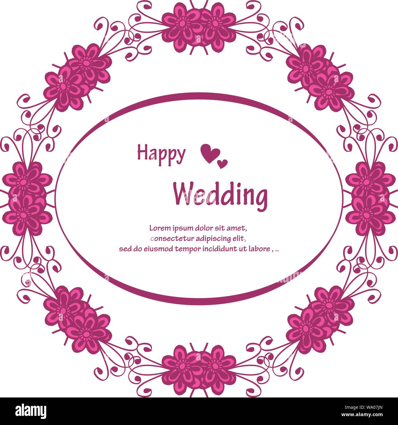 Pink flower frame, ornate wallpaper of card happy wedding. Vector  illustration Stock Vector Image & Art - Alamy