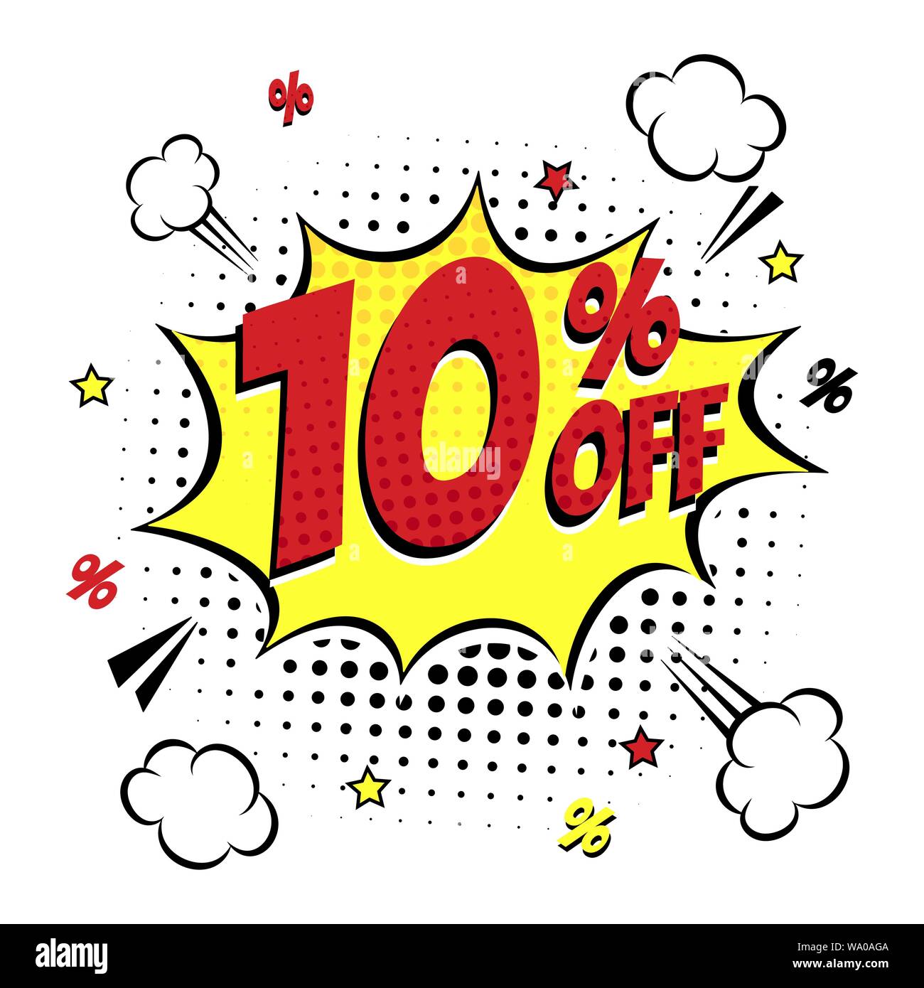 Comic Lettering 10 Percent Off Sale In The Speech Bubble Comic Style Flat Design Stock Vector Image Art Alamy