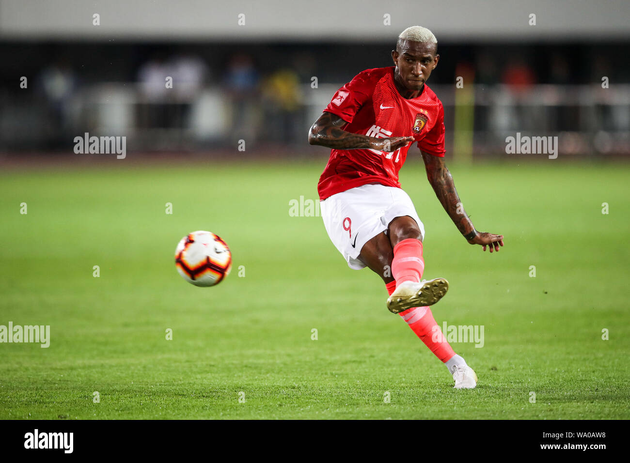 https www alamy com brazilian football player anderson souza conceicao known as anderson talisca or simply talisca of guangzhou evergrande taobao fc shoots in the 22nd round match of the 2019 chinese football association super league csl in guangzhou city guandong province china 15 august 2019 image264310628 html