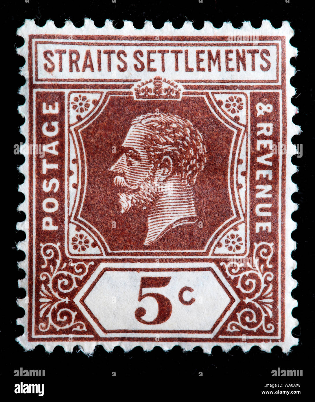 King V, postage stamp, Straits settlements, 1912 Stock Photo Alamy
