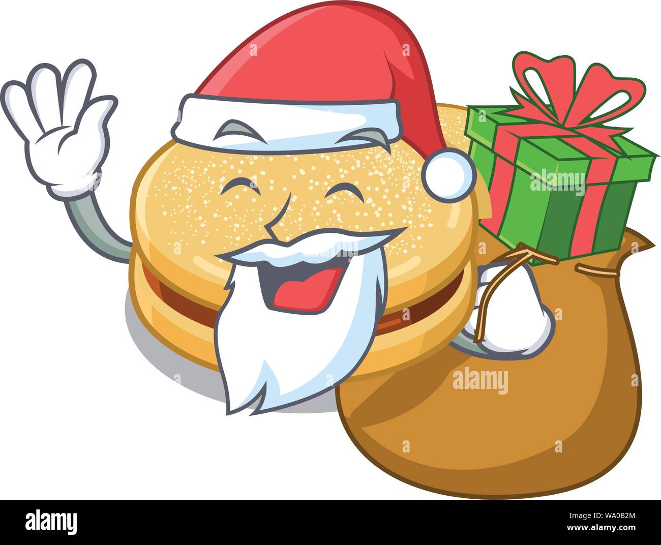 Santa with gift alfajores isolated with in the mascot Stock Vector