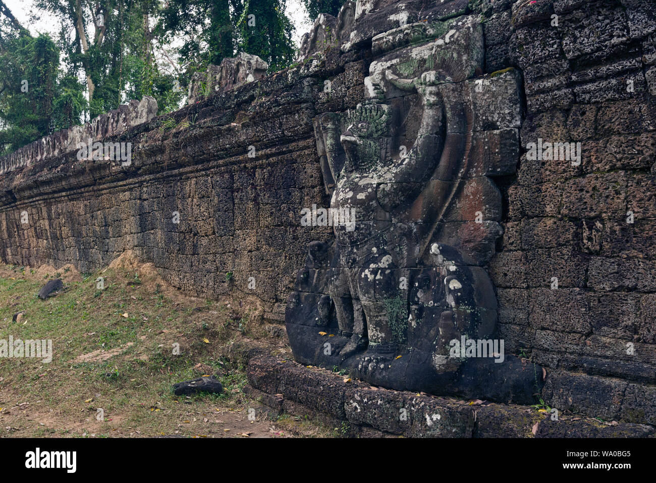 garudas holding nagas in Preah Khan temple, Khmer ruins in Angkor Thom,  UNESCO World Heritage Site in Siem Reap Cambodia Stock Photo