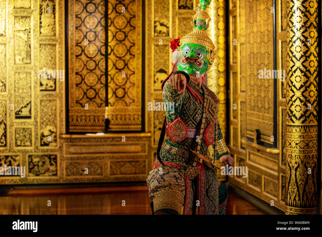 Portrait Khon mask Tos-Sa-Kun Ramayana story Stock Photo