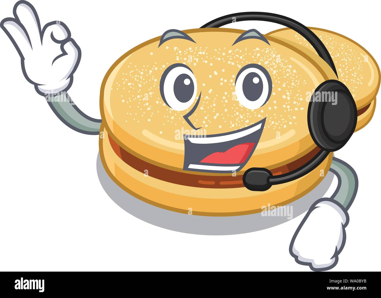 With headphone alfajores isolated with in the mascot Stock Vector