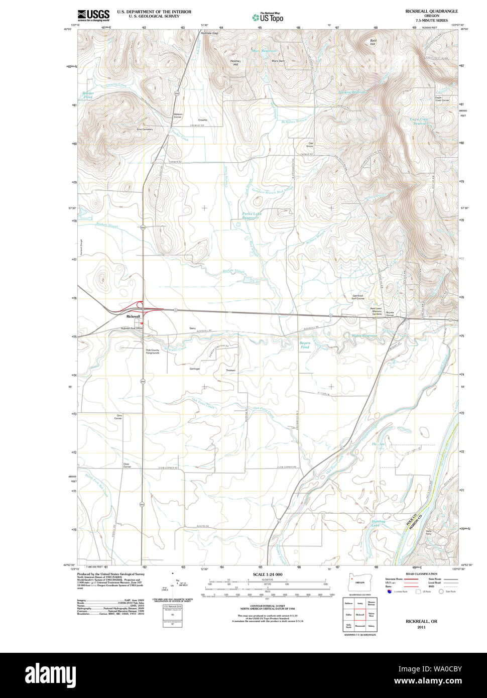 Topo Map Riddles Oregon Map oregon usgs hi-res stock photography and images - Alamy