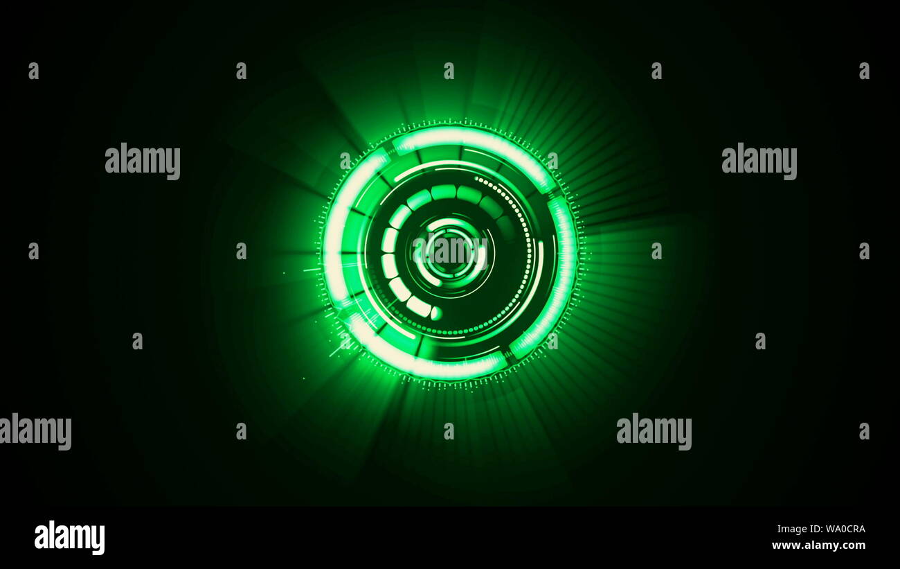Abstract futuristic motion graphic glowing round clockwork mechanism