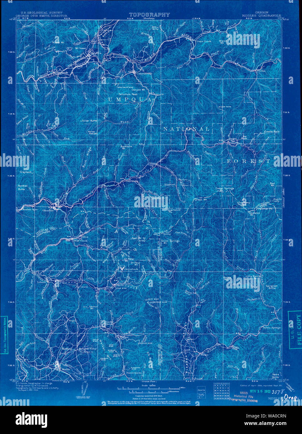 Topo Map Riddles Oregon USGS Topo Map Oregon Riddle 283250 1904 125000 Inverted Restoration ...